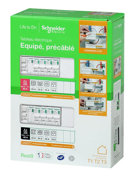 SCHNEIDER ELECTRIC - Tableau électrique pré équipé Resi9 du T1 au T2 2 rangées 26 modules - large