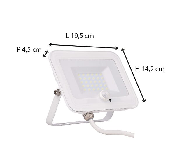 VOLTMAN - Projecteur plat + détecteur de mouvement IP65 3000lm - Blanc - Voltman - large