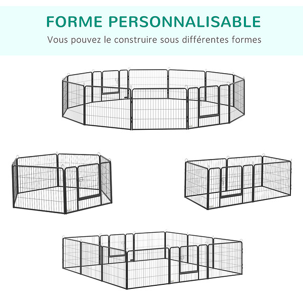 PAWHUT - PawHut Parc enclos modulable pour animaux avec 2 portes - 12 panneaux modulables - acier noir - large