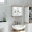 HOMCOM - Armoire murale de salle de bain avec étagère réglable et 2 portes avec miroir en MDF - dim. 56I x 14P x 46H cm - vignette