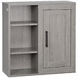 KLEANKIN - Armoire haute murale de salle de bain ou WC placard 1 porte 3 niches dim. 48L x 20l x 50H cm panneaux particules gris - vignette