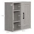 KLEANKIN - Armoire haute murale de salle de bain ou WC placard 1 porte 3 niches dim. 48L x 20l x 50H cm panneaux particules gris - vignette