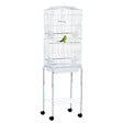 PAWHUT - PawHut Cage à oiseaux sur pied volière oiseaux sur roulettes avec toit ouvrant 3 perchoirs étagère inférieure 46,5 x 36 x 157 cm - vignette