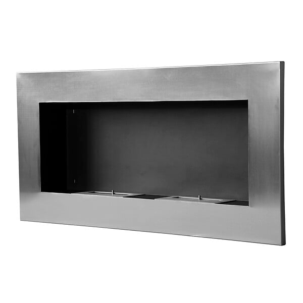 HOMCOM - Cheminée bioéthanol murale design Bauhaus - double brûleur 3 L - dim. 110L x 14l x 54H cm - couverture 25-30 m² - acier inox. brossé - large
