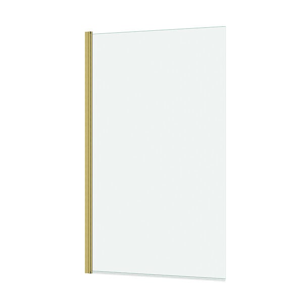 AURLANE - Pare baignoire Rabattable 80x140cm - Profilé Or Doré Brossé - Verre Trempé 4mm - ELEMENTARY - large