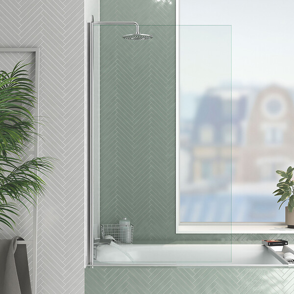 AURLANE - Pare baignoire Rabattable 80x140cm - Profilé Chromé - Verre Trempé 4mm - ELEMENTARY - large