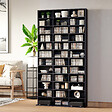 HOMCOM - Étagère rangement CD/DVD meuble de rangement pour 1116 CDs 33 compartiments réglables en hauteur 102 x 24 x 195 cm noir - vignette