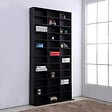 HOMCOM - Étagère rangement CD/DVD meuble de rangement pour 1116 CDs 33 compartiments réglables en hauteur 102 x 24 x 195 cm noir - vignette