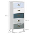 HOMCOM - Meuble de rangement chiffonnier style néo-rétro 5 tiroirs poignées coquilles MDF blanc bleu gris - vignette