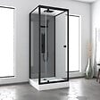 AURLANE - Cabine de douche Hydromassante 90x90x215 cm - Fonds Gris et Profilés Noir Mat - GREY STYLE - vignette