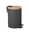 5 FIVE SIMPLY SMART - Poubelle de salle de bain en métal Gris et couvercle en Bambou 3 L - vignette