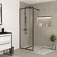 AURLANE - Paroi de Douche 80x200 cm - Cadre et Bras Aluminium NOIR MAT - DARK CONTOURING - vignette