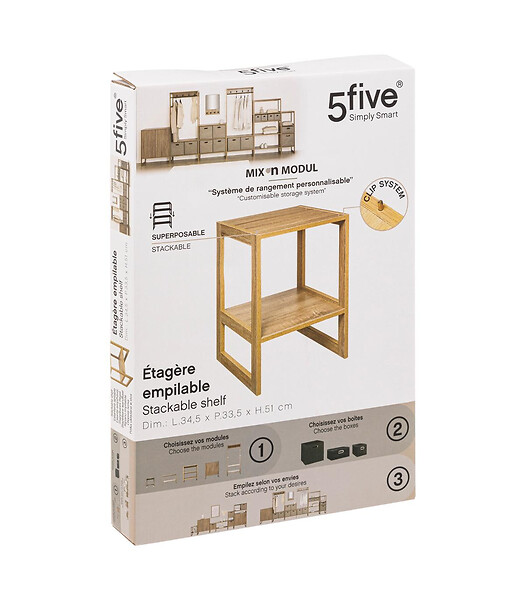 5 FIVE SIMPLY SMART - Meuble Etagère de rangement empilable L 34.5 cm x H 51 cm - large