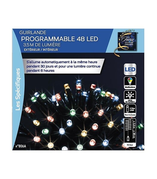 FEERIC LIGHTS & CHRISTMAS - Guirlande lumineuse Extérieur programmable 3.50 mètres 48 LED Multicolore - large