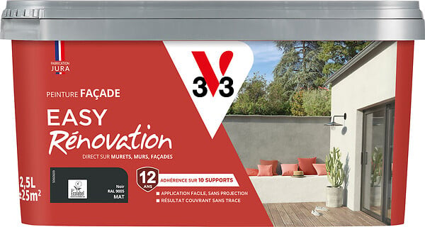 V33 PEINTURE - Peinture façades Easy Rénovation Noir 2,5 L - large