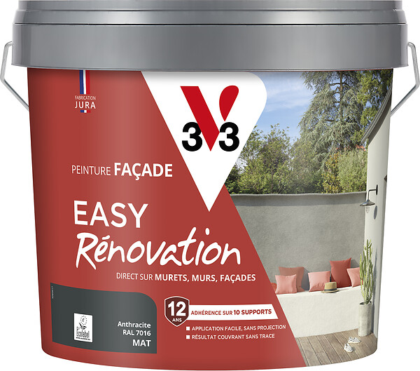 V33 PEINTURE - Peinture façades Easy Rénovation Anthracite 10 L - large