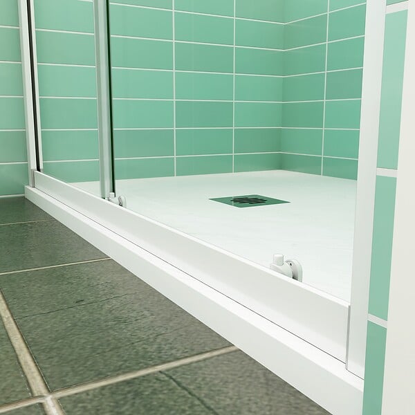 AICA SANITAIRE - AICA porte de douche coulissante 120x190cm profilé blanc installation en niche - large