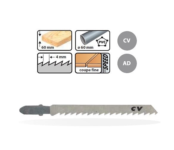 LEMAN - 5 Lame de scie Sauteuse Universelles / 75mm Coupe Fine Pas 4mm Bois / Pvc Leman - large