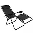 OVIALA - Fauteuil relax de jardin en acier et textilène inclinable noir - Monaco - vignette