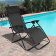 OVIALA - Fauteuil relax de jardin en acier et textilène inclinable noir - Monaco - vignette