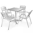 OVIALA - Ensemble table de jardin bistrot inclinable 4 places aluminium gris - Brixton - vignette