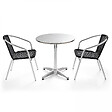 OVIALA - Table et 2 fauteuils de jardin en aluminium noir - Brixton - vignette