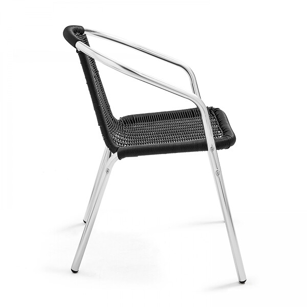 OVIALA - Table et 2 fauteuils de jardin en aluminium noir - Brixton - large
