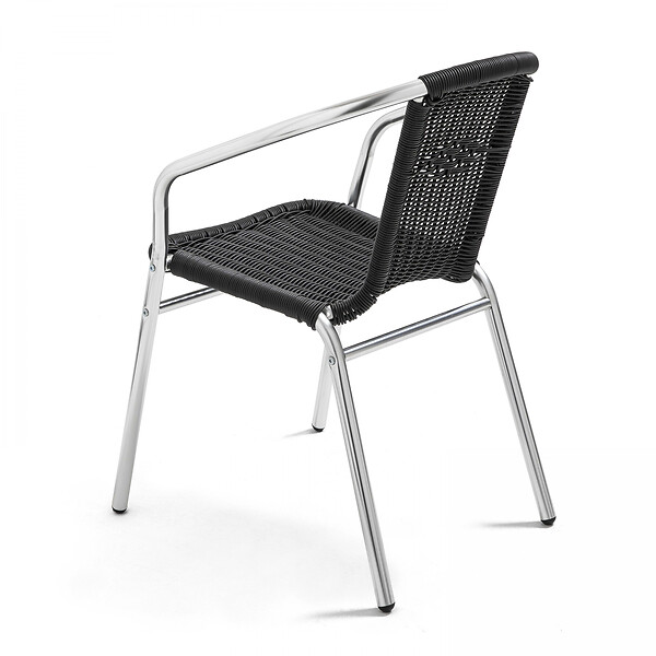 OVIALA - Table et 2 fauteuils de jardin en aluminium noir - Brixton - large