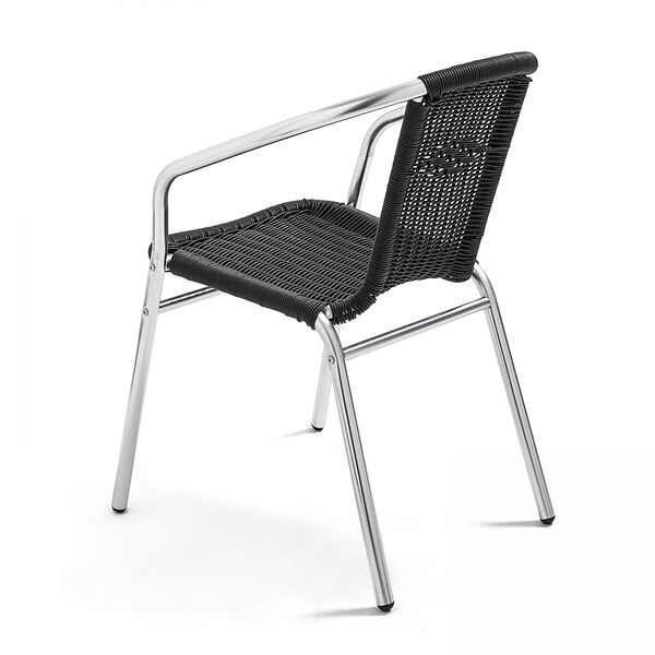 OVIALA - Table et 4 fauteuils de jardin en aluminium noir - Brixton - large