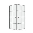 AURLANE - Portes de Douche en Angle 90x90x190 cm - Motifs carrés - Profilés Noir Mat - BLACK CUBE - vignette