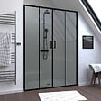 AURLANE - Porte de douche Double Coulissant 140x200 cm - Verre transparent - Profilé Noir - CRUSH - vignette