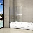 AICA SANITAIRE - Pare-baignoire 120x140cm paroi pivotante 180° et pliante, écran de baignoire en 6mm verre anticalcaire avec poignée en Inox - vignette
