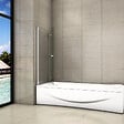 AICA SANITAIRE - Pare-baignoire 120x140cm paroi pivotante 180° et pliante, écran de baignoire en 6mm verre anticalcaire avec poignée en Inox - vignette