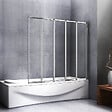 AICA SANITAIRE - Pare-baignoire 120x140cm à 5 volets, paroi pivotante et pliante 180°, écran de douche en 4mm verre securit et transparent - vignette