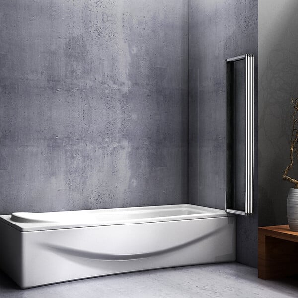 AICA SANITAIRE - Pare-baignoire 120x140cm à 5 volets, paroi pivotante et pliante 180°, écran de douche en 4mm verre securit et transparent - large
