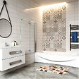 AICA SANITAIRE - Pare-baignoire 120x140cm pivotant et pliant, écran de douche à 2 volets paroi de baignoire en verre securit clair et anticalcaire - vignette