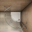 AICA SANITAIRE - Cabine de douche battante 90x90x195cm 1/4 de cercle en verre anticalcaire, porte de douche pivotante à charnières, avec petite barre fixée d'angle - vignette