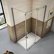 AICA SANITAIRE - Cabine de douche coulissante 140x80x195cm, porte de douche 140cm + paroi latérale, verre 8mm anticalcaire - vignette