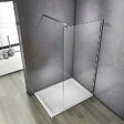 AICA SANITAIRE - Paroi de douche 90x200cm verre 10mm avec barre de fixation 140cm en carré, AICA paroi de douche à l'italienne en verre securit anticalcaire - vignette