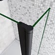 AICA SANITAIRE - Paroi de douche 70+40x200cm avec barre de fixation 90cm recoupable, AICA paroi de douche à l'italienne avec retour pivotant 40cm en 8mm verre anticalcaire, profilé noir mat - vignette