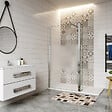 AICA SANITAIRE - Paroi de douche à l'italienne 90+30x200cm avec barre de fixation 140cm en carré, paroi de douche bande central dépoli avec retour pivotant - vignette