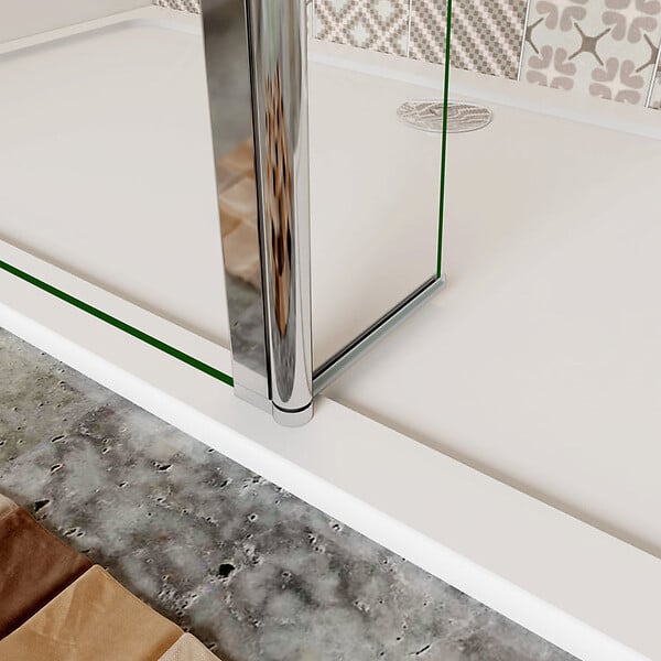 AICA SANITAIRE - Paroi de douche à l'italienne 90+30x200cm avec barre de fixation 140cm en carré, paroi de douche bande central dépoli avec retour pivotant - large