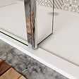 AICA SANITAIRE - Paroi de douche à l'italienne 90+30x200cm avec barre de fixation 140cm en carré, paroi de douche bande central dépoli avec retour pivotant - vignette