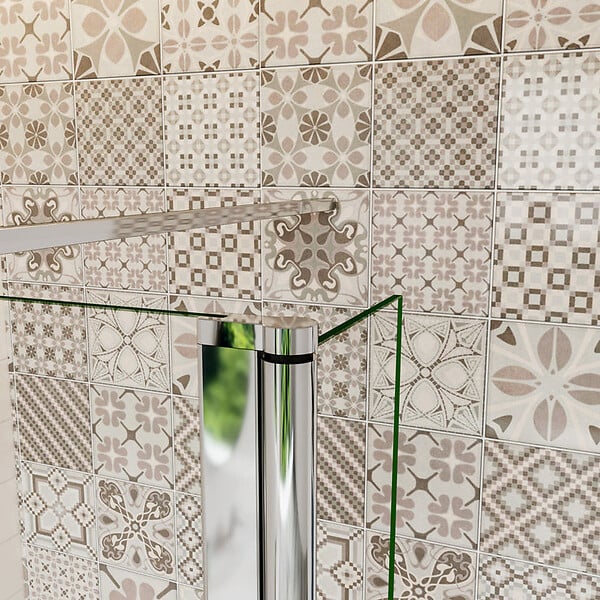 AICA SANITAIRE - Paroi de douche à l'italienne 90+30x200cm avec barre de fixation 140cm en carré, paroi de douche bande central dépoli avec retour pivotant - large