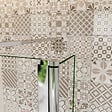 AICA SANITAIRE - Paroi de douche à l'italienne 90+30x200cm avec barre de fixation 140cm en carré, paroi de douche bande central dépoli avec retour pivotant - vignette