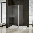 AICA SANITAIRE - Paroi de douche 70+30x200cm avec barre de fixation 140cm en carré, verre 8mm anticalcaire, AICA paroi de douche à l'italienne avec retour pivotant 30cm - vignette