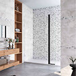 AICA SANITAIRE - Volet pivotant seul 40x200cm pour paroi de douche italienne noire en verre 8mm, retour pivotant à 180°, verre anticalcaire - vignette