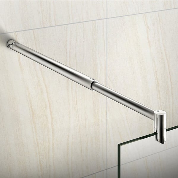 AICA SANITAIRE - Paroi de douche 90x200cm avec barre de fixation 70-120cm en cylindrique, profilé en chromé, AICA paroi de douche à l'italienne en 8mm verre anticalcaire et securit - large