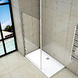 AICA SANITAIRE - Paroi de douche 50x200cm avec barre de fixation au plafond 203-320cm, profilé en chromé, AICA paroi de douche à l'italienne en 8mm verre anticalcaire et securit - vignette