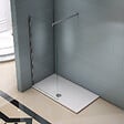 AICA SANITAIRE - Paroi de douche 90x200cm avec barre de fixation 90cm en carré, profilé en chromé, AICA paroi de douche à l'italienne en 8mm verre anticalcaire et securit - vignette